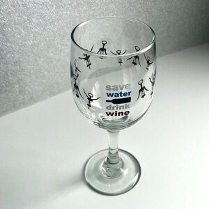 Stemmed Wine Glass - Save Water Drink Wine - Dancing Corkscrews